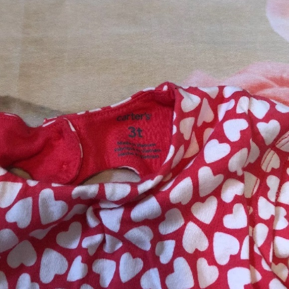 Carter’s Pink and White Hearts Jersey Dress sz 3T - Picture 5 of 7